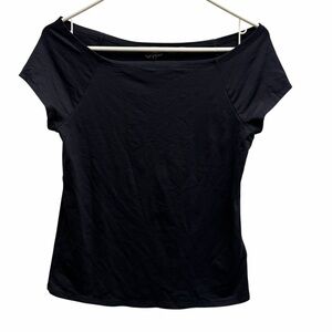 Ted Baker London Black Short Sleeve Off the Shoulder Top Fitted Tee